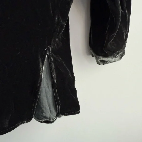 NWT Eileen Fisher Mandarin Collar Long Shirt Silk Ivy Crushed Velvet PL Petite L - Picture 14 of 16